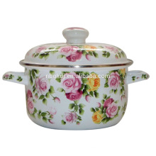 Basar Stahl Emaille Straitpot mit Blumenaufkleber